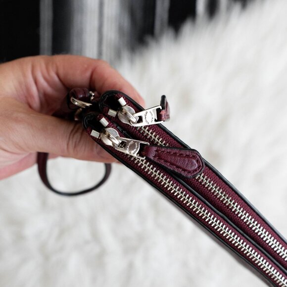 Coach Burgundy Leather Wristlet - Picture 6 of 14